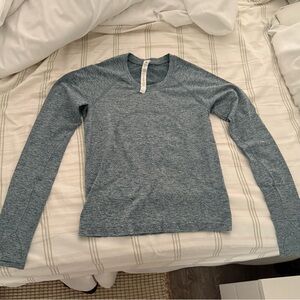 Lululemon Heather Blue Swiftly Tech Long Sleeve Top Waist Length